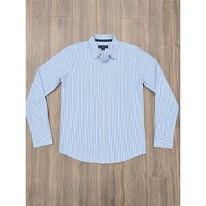 Vintage Anchor Blue Mens M Blue White Stripe Button Up Shirt Long Sleeve